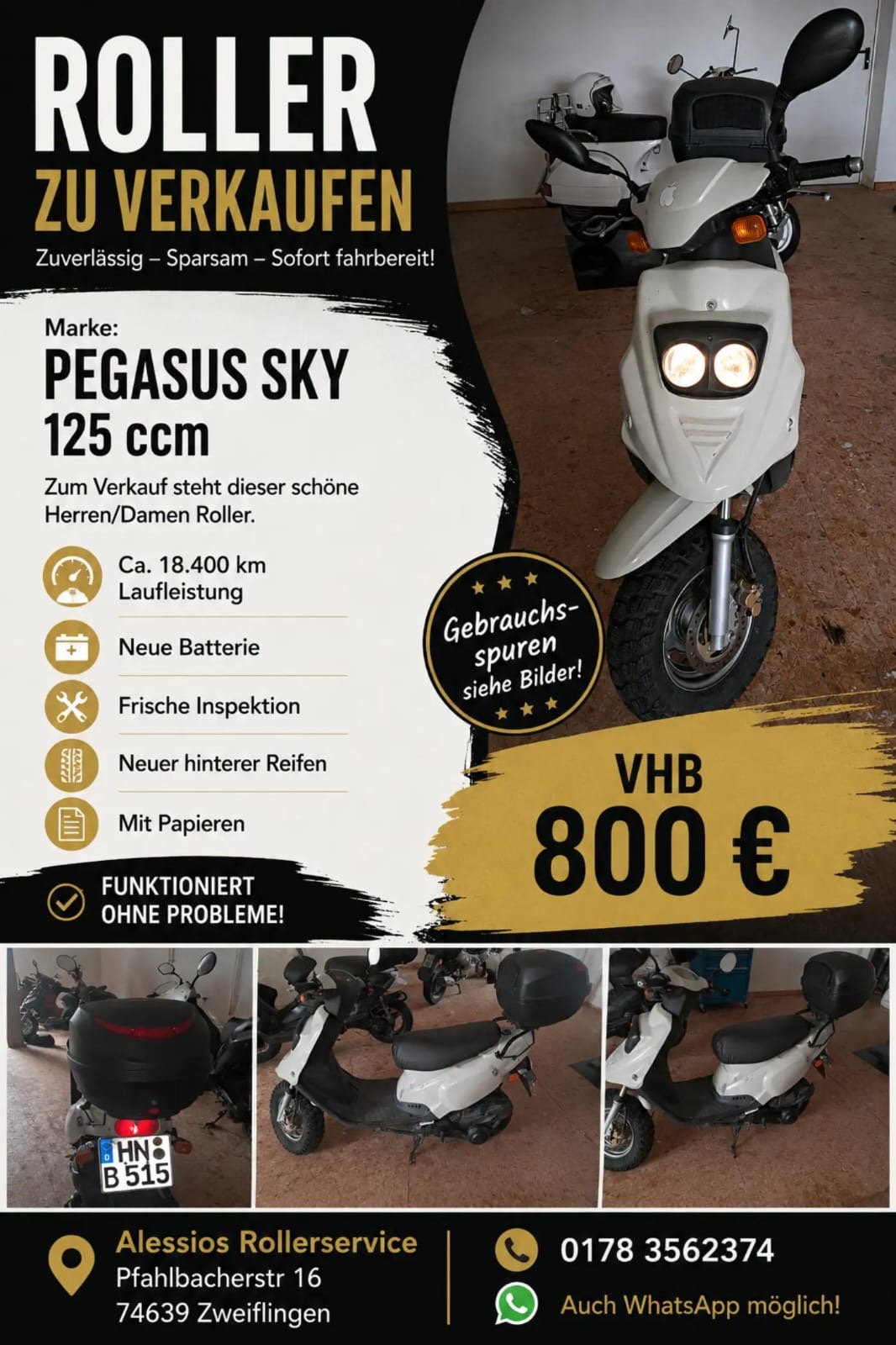 Verkaufsaushang Pegasus Sky 125