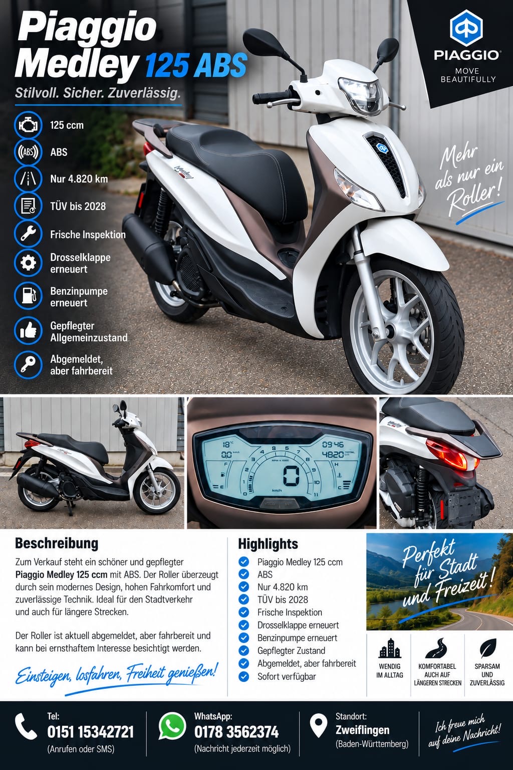 Verkaufsaushang Piaggio Medley 125 ABS