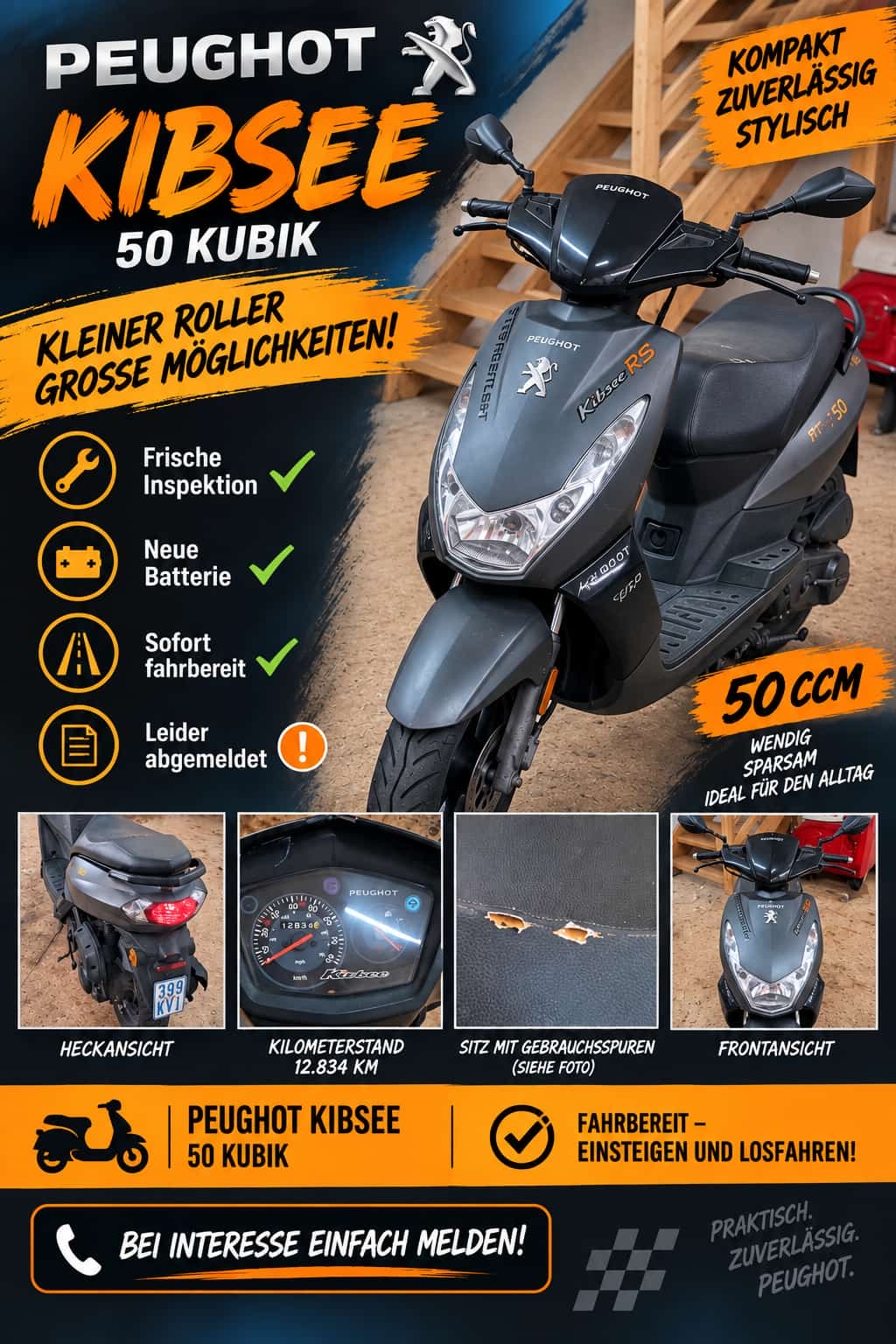Verkaufsaushang Peugeot Kisbee 50