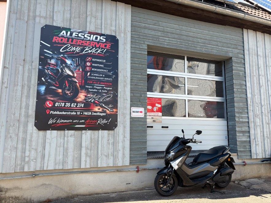 Außenbereich von Alessios Rollerservice, Pfahlbacherstraße 16 in Zweiflingen